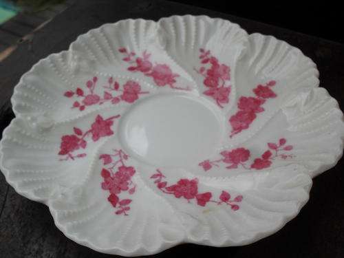 BEAUTIFUL COALPORT SHELL SHAPED WHITE WITH PRETTY PINK FLOWERS SAUCER PROBABLY 1930'S