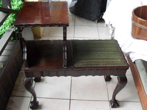 VINTAGE IMBUIA BALL AND CLAW TELEPHONE TABLE WITH LIFT UP SEAT