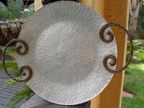 RATHER SCRUMPTIOUS HAND WROUGHT PEWTER AND COPPER TRAY BY AARFORS CANADA