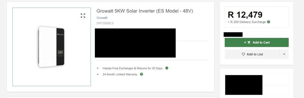 GROWATT 5KW INVERTER 48V SPF5000ES (INCL PARALLEL CARD + WIFI)