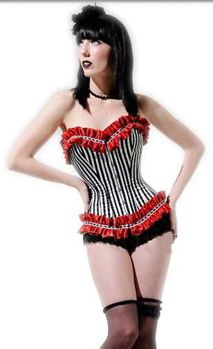 Black, White and Red Striped Corset