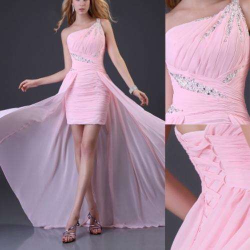 Clearance Sale!!! Pink Hi-Lo Evening Dress