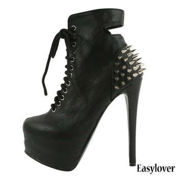 Cut-out Rivet High Heel Boot