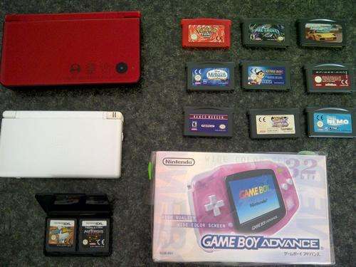 2ds consoles, boxed gameboy advance, 2 ds games, 9 gameboy games including pokemon fire red version