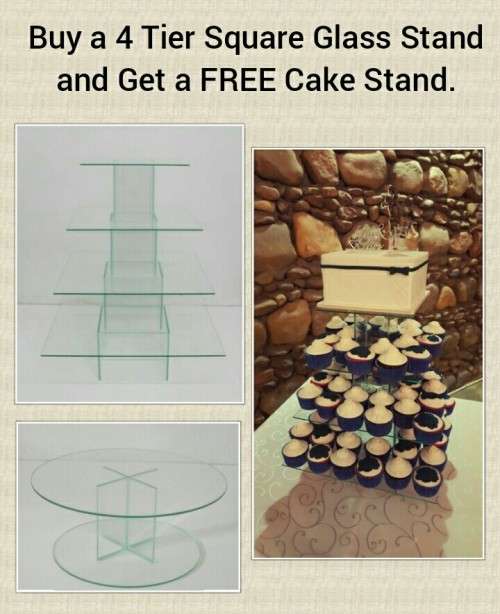 4 Tier Square Cake/Cupcake Stand + FREE Cake Stand