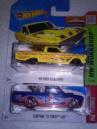 Hotwheels Ranchero Yellow and Chev LUV Blue