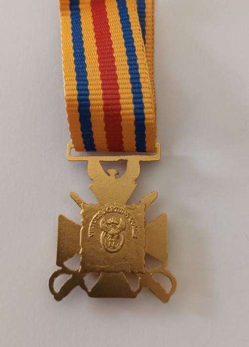SAPS Gold Cross for Bravery medal miniature - Original