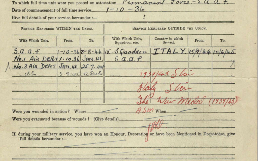 SADF / WW1 / WW2 medal group ( Father & Son)
