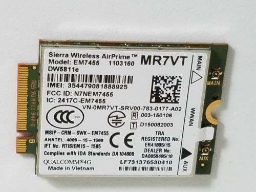 Dell Sierra Wireless Em7455 Dw5811e Qualcomm 4g LTE WWAN NGFF Card Module MR7VT