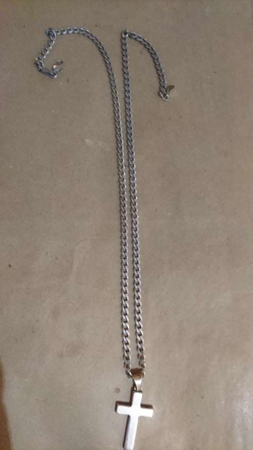 Mens 60cm Sterling Silver Flat Curb Chain 1.2mm-5mm Solid 925 Italy Necklace + Sterling silver cross