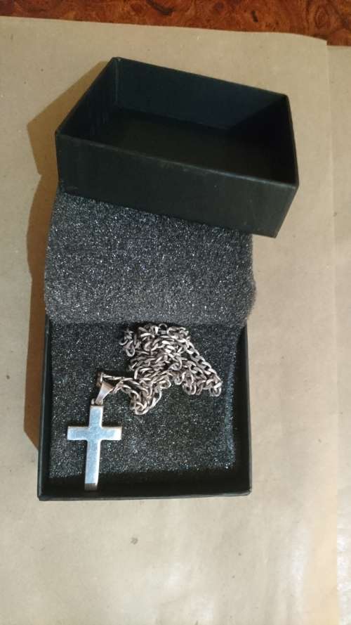 Mens 60cm Sterling Silver Flat Curb Chain 1.2mm-5mm Solid 925 Italy Necklace + Sterling silver cross