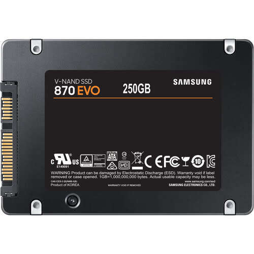 Samsung 870 EVO 250GB 2.5` SATA SSD (Black)