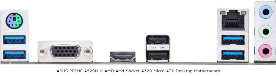 ASUS PRIME A520M-K AMD AM4 Socket A520 Micro-ATX Desktop Motherboard