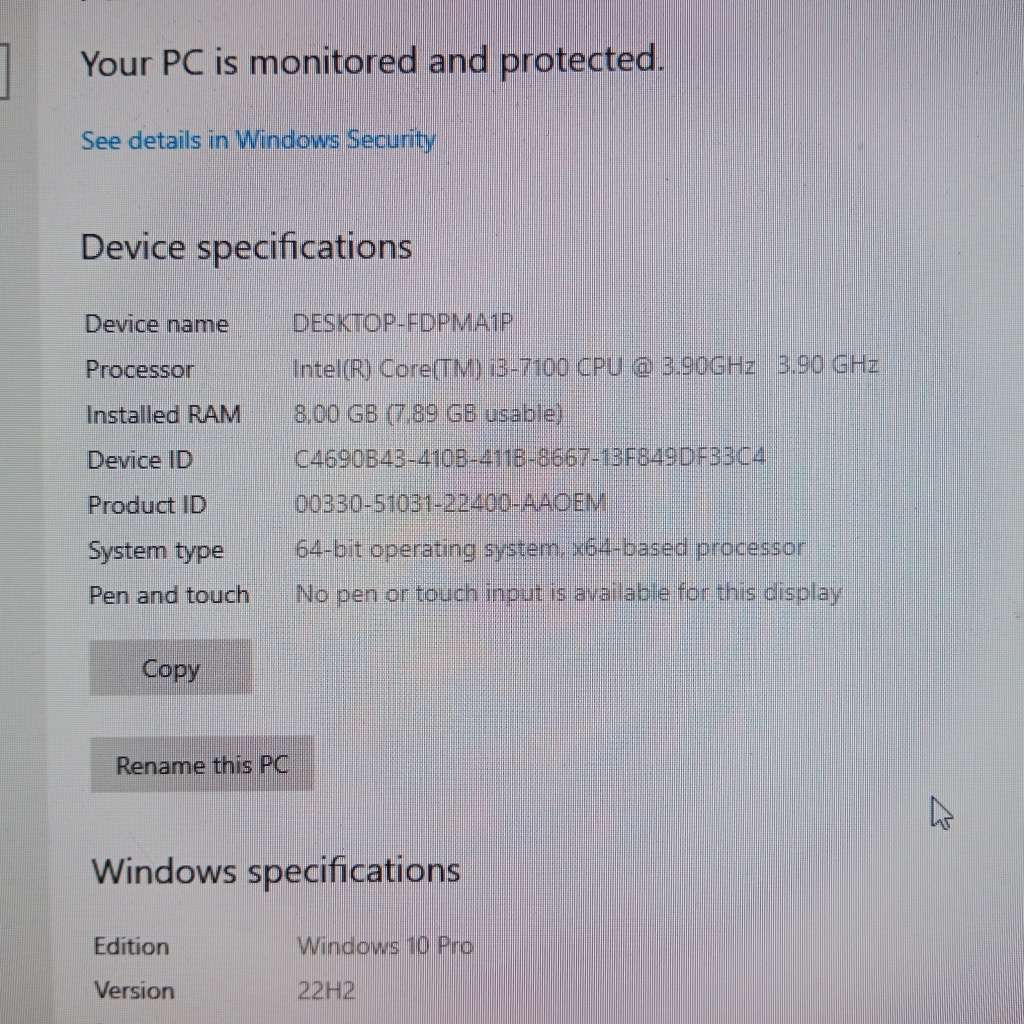 HP 290 G1 MT Business Desktop PC Intel i3 - 7th Gen 8GB DDR4