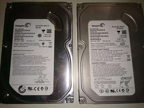 SEAGATE SATA 250GB AND SATA 80GB 7200RPM - NO RESERVE