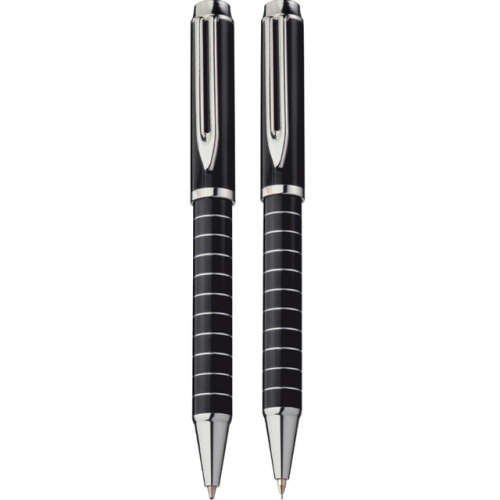 Chic metal pen set - black (12726)