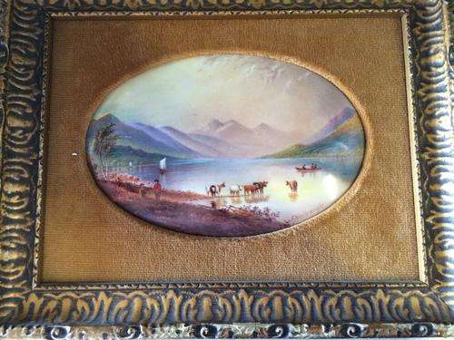 Rare Antique F. Micklewright English Landscape scene Porcelain Painting Plaque(Value R3000)