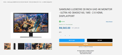 SAMSUNG 28` E590 SERIES 5 UHD 4K MONITOR | ULTRA HD 3840X2160, 1MS - 2 X HDMI, DISPLAYPORT