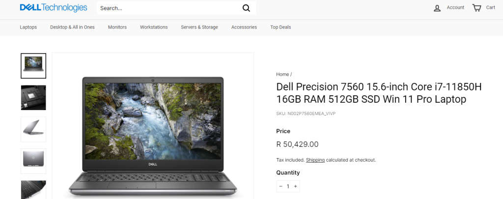 DELL PRECISION 7560 | 11TH GEN CORE i7-11850H | 32GB DDR4 | 512GB SSD | 15.6` FHD | 4GB NVIDIA T1200