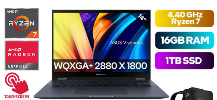 ASUS Vivobook S 14 Flip  Ryzen 7-5800H 16GB RAM  1TB SSD 14` WQXGA Touchscreen Win11