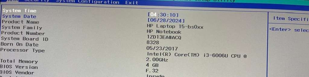 HP LAPTOP 15-bs0xx MOTHERBOARD (Intel Core i3-6006U CPU @ 2.00GHz) LA-E791P