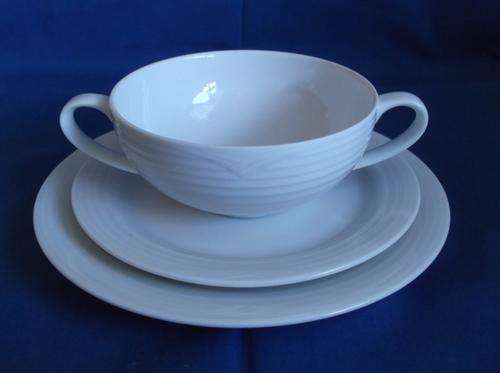 ***Noritake*** Exquisite - "Contemporary" Arctic White Soup Cup with Handles, Saucer, Side Plate #5