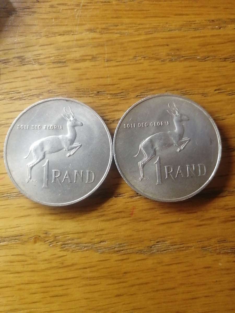 South Africa 1967 R1.  1 x Afrikaans.. 1 x English