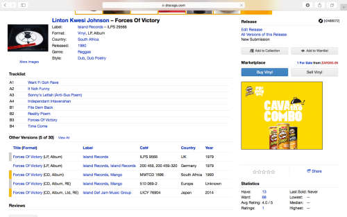 LINTON KWESI JOHNSON - FORCES OF VICTORY