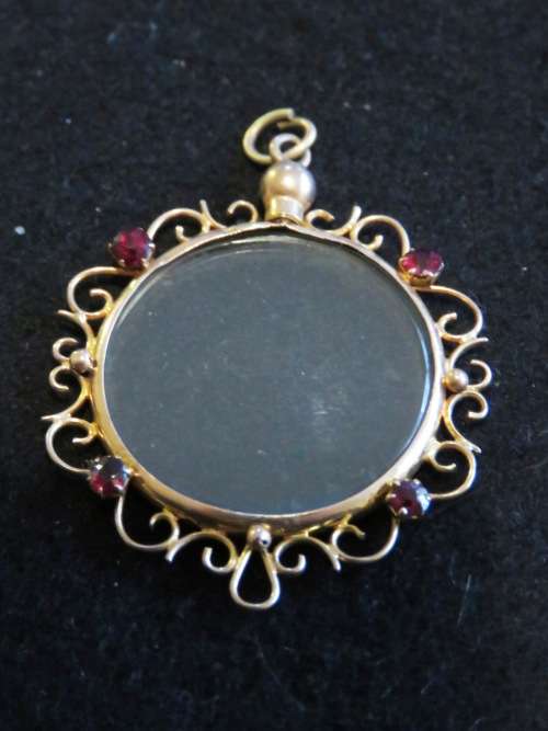GOLD and GARNET PHOTO PENDANT