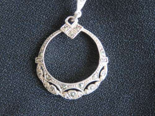 SILVER MARCASITE HOOP EARRINGS