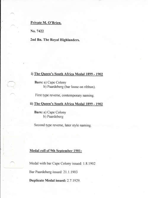 QUEEN`S SOUTH AFRICA MEDAL - DUPLICATE PAIR