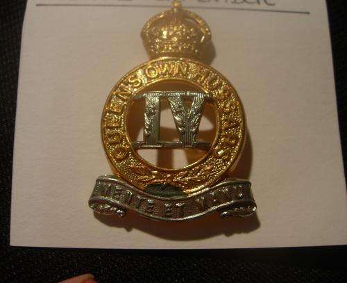 BRITISH - 4th QUEEN'S OWN HUSSARS CAP BADGE