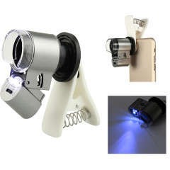 60X Microscope Magnifier Micro Lens Optical Zoom With LED light For Cellphone