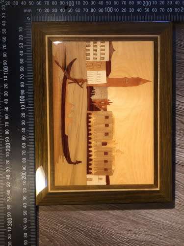 Vintage Inlaid Wood Marquetry Picture 24cm x 18cm