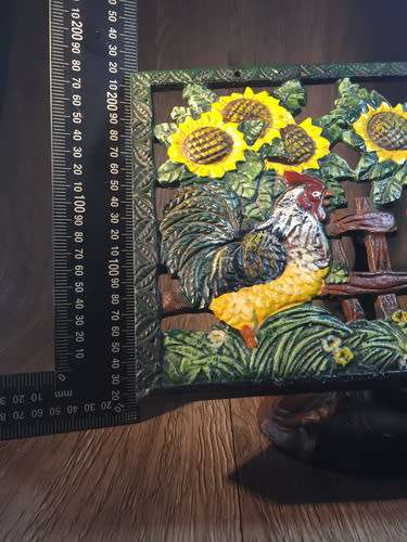 Cast Iron Recipe Book Stand - Sunflowers & Chickens