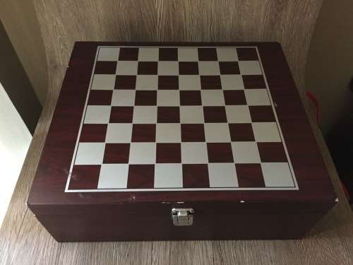 Wooden Chess Set with Wine Box & Wine Accessories