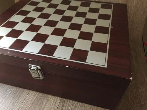 Wooden Chess Set with Wine Box & Wine Accessories