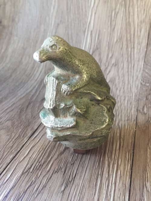 Vintage Car Hood Ornament of Seal on Rock