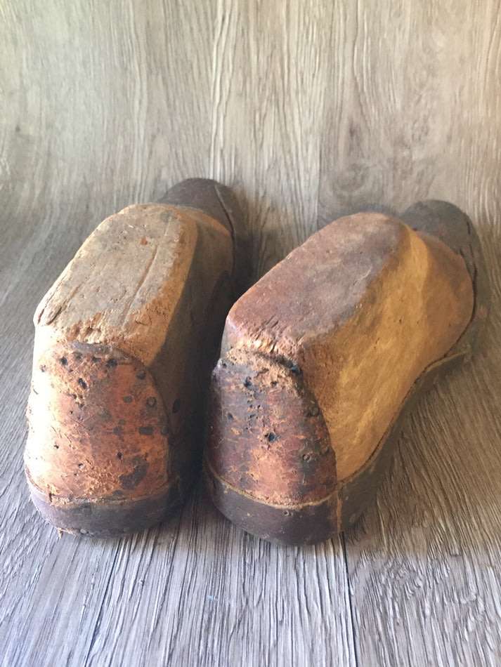 Very Old Wood & Leather Shoemaker Forms (Pair)