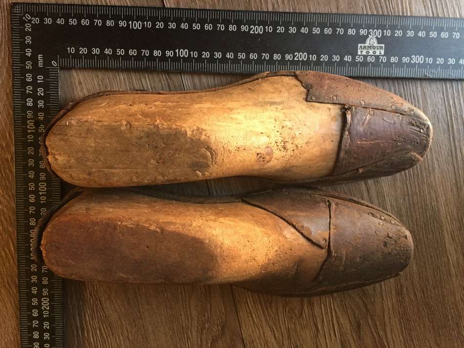 Very Old Wood & Leather Shoemaker Forms (Pair)