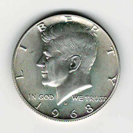 1968 D Kennedy Silver Half Dollar