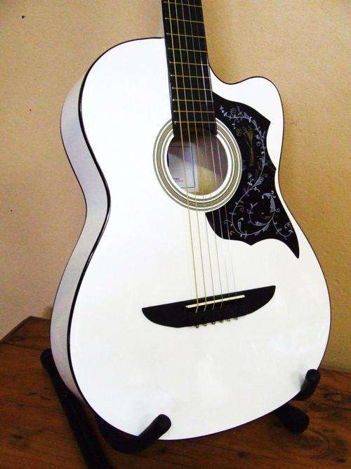 Acoustic Guitar with Cutaway: Folk Style - Gloss White! Brand New!