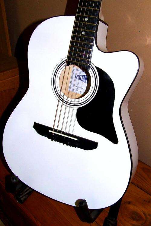 Acoustic Guitar with Cutaway: Folk Style - Gloss White! Brand New!