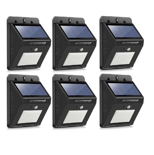 SQI. 25 Led Solar Powered LED Wall Light + PIR Sensor+Night Sensor Pack 6