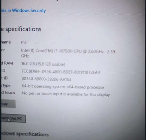 Gaming Laptop MSI GF75 10SDR i7