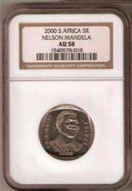 NGC GRADED AU58 - MANDELA 2000 R5 COIN