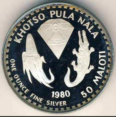 silver, Kingdom Of Lesotho (Moshoeshoe) 1980 (in Capsule)