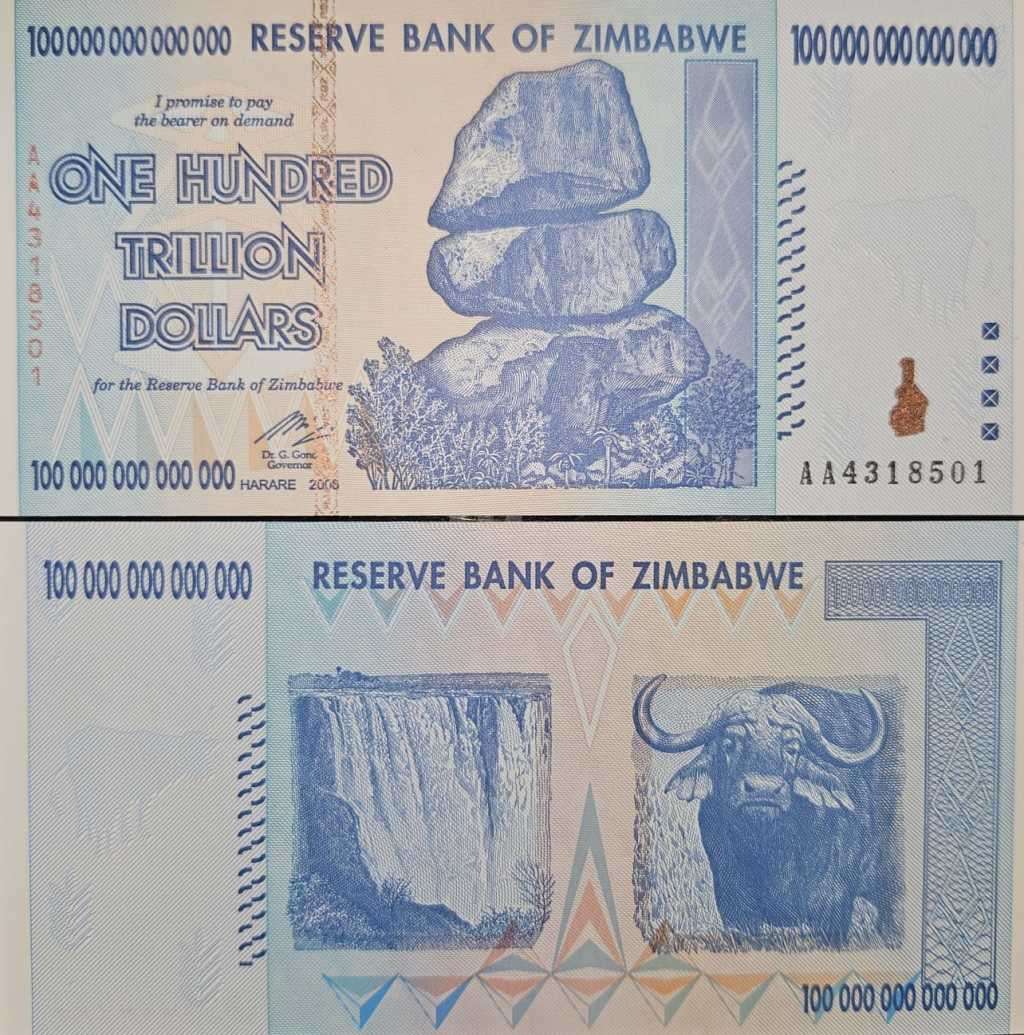 (One Day Only !) Zimbabwe 100 Trillion Dollars `Uncirculated` 2008 AA Crisp Collectable Perfect Rare