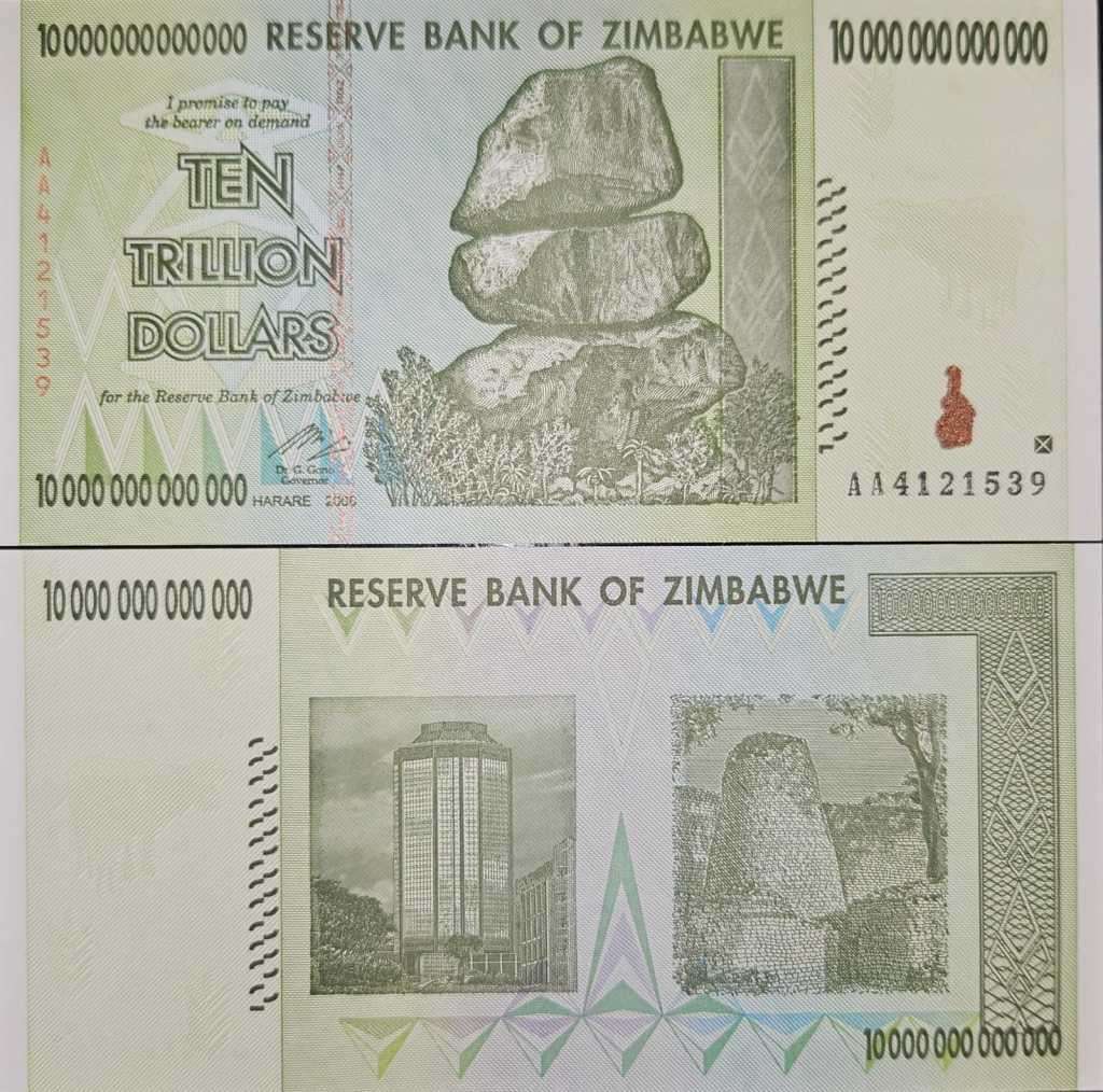 (One Day Only !) Zimbabwe 10 Trillion Dollars `Uncirculated` 2008 AA Crisp Collectable Perfect Rare
