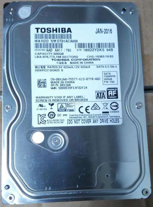 TOSHIBA HDD 500GB - 3.5